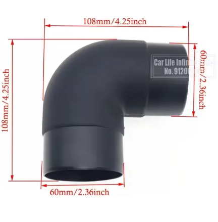Vinkelskjøt varmluft 60mm