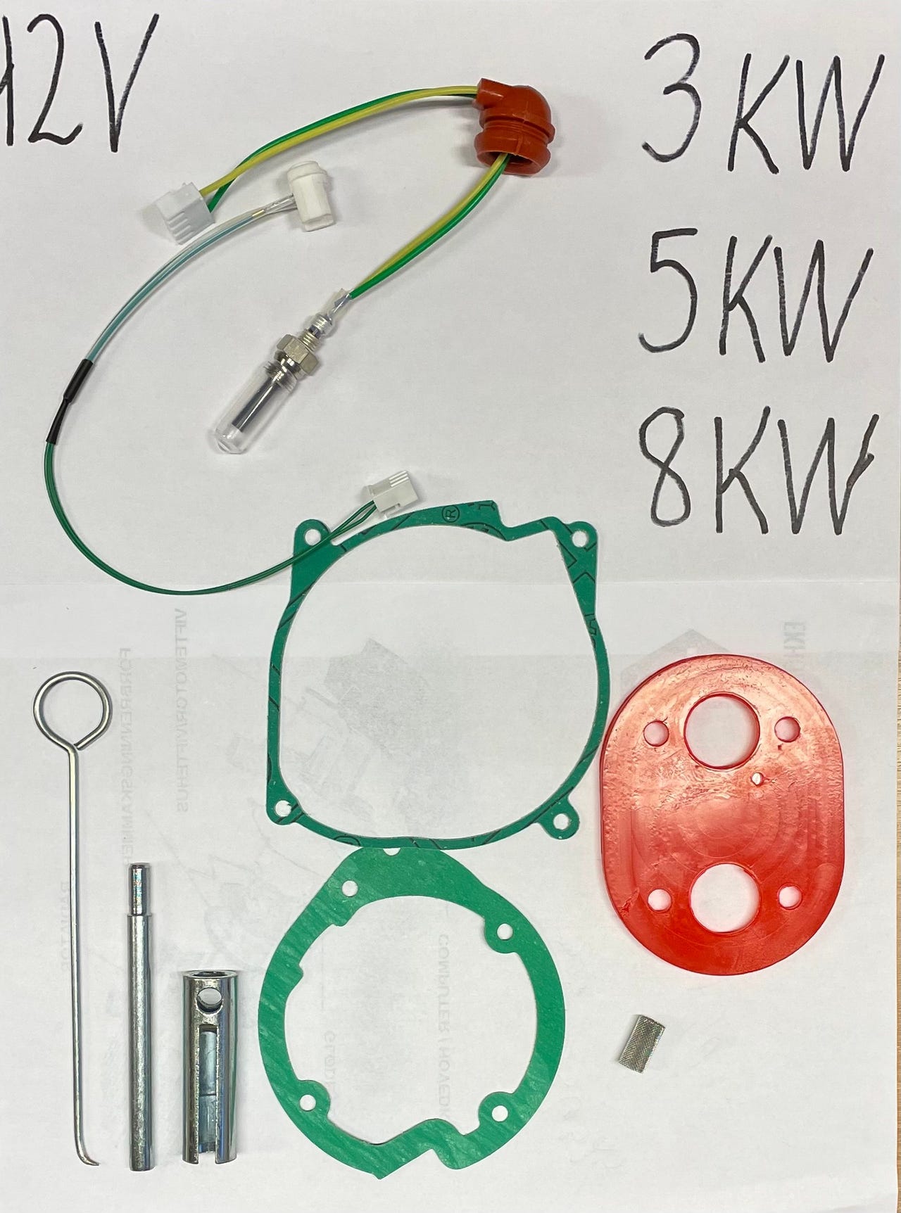 Komplett servicekit for dieselvarmer med glødeplugg, pakninger og verktøy